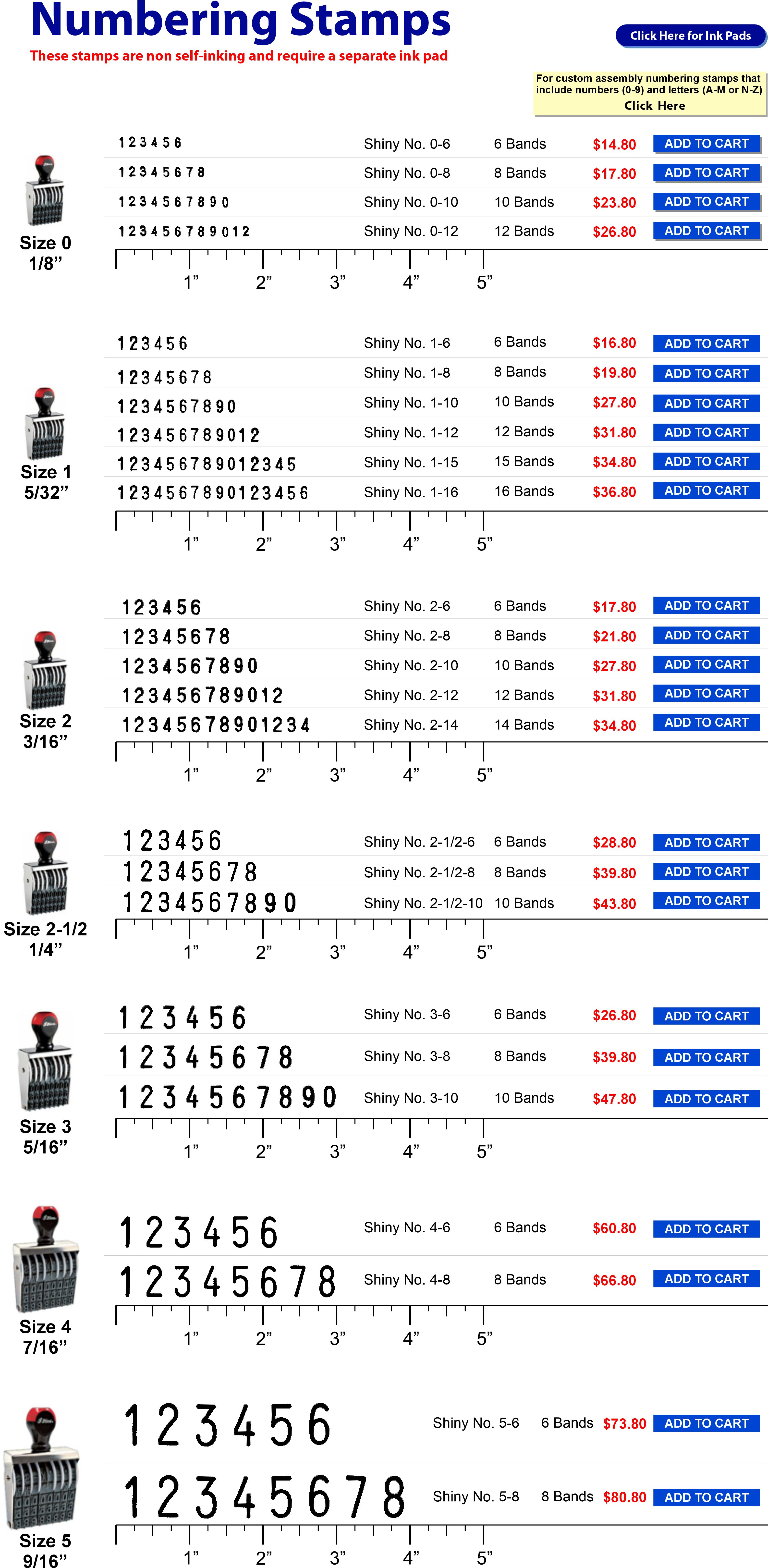 Non self-inking numbering stamp - standard