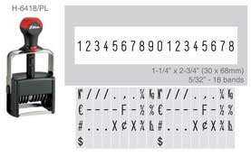 1-1/4" x 2-3/4" numberer - 5/32" 18 bands with die plate