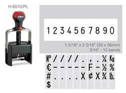 Shiny H-6510/PL Heavy Duty Self-Inking Numberer
1-5/16" x 2-3/16" numberer
3/16" 10 bands with plate