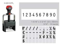 Shiny H-6510/PL Heavy Duty Self-Inking Numberer
1-5/16" x 2-3/16" numberer
3/16" 10 bands with plate