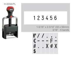 Shiny H-6556/PL Heavy Duty Self-Inking Numberer
1-5/16" x 2-3/16" Numberer
3/16" - 6 bands with plate