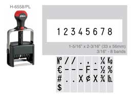 Shiny H-6558/PL Heavy Duty Self-Inking Numberer
1-5/16" X 2-3/16" Numberer
3/16" - 8 bands with plate