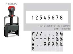 Shiny H-6558/PL Heavy Duty Self-Inking Numberer
1-5/16" X 2-3/16" Numberer
3/16" - 8 bands with plate